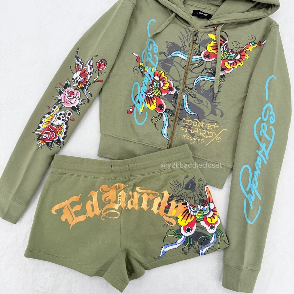 Ed Hardy Hoodie and Short Set (Size M)